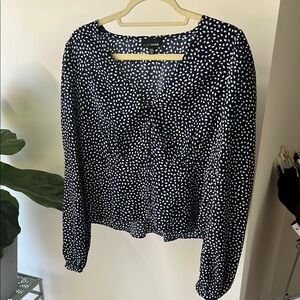 Navy Blue and White Women's Top